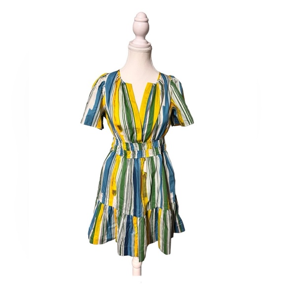 NWT Anthropologie Green Yellow White Dress size XS - Picture 3 of 6
